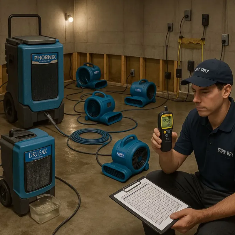 Structural Drying and Dehumidification process in Wildomar, CA